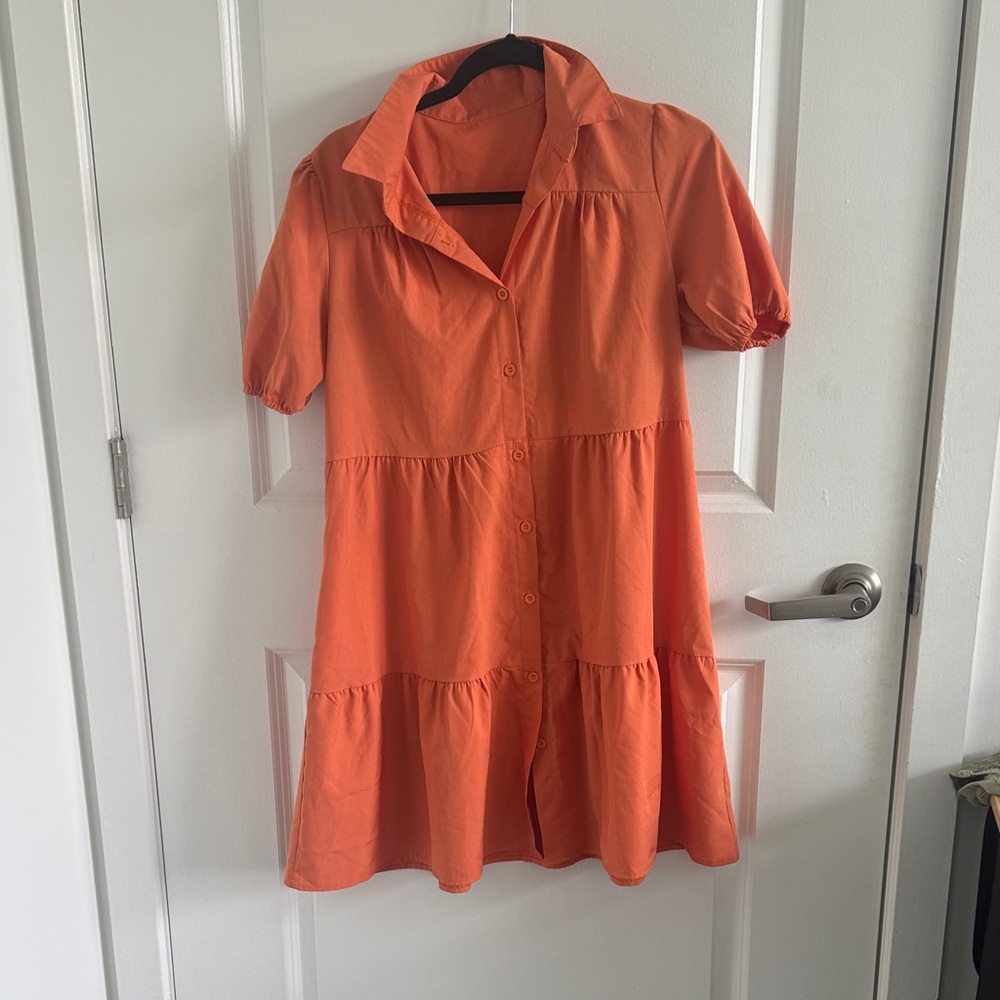 SHEIN Orange Button-Up Dress